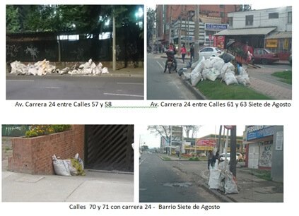imágenes de basura en Bogotá en diferentes partes de la ciudad